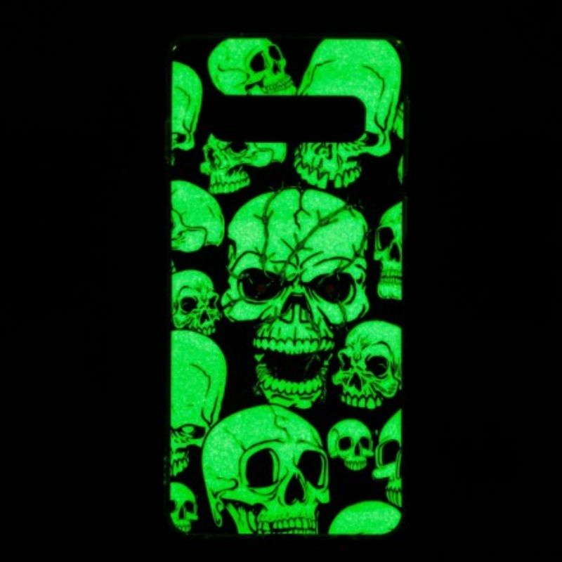 Cover Samsung Galaxy S10 Pas På Fluorescerende Kranier