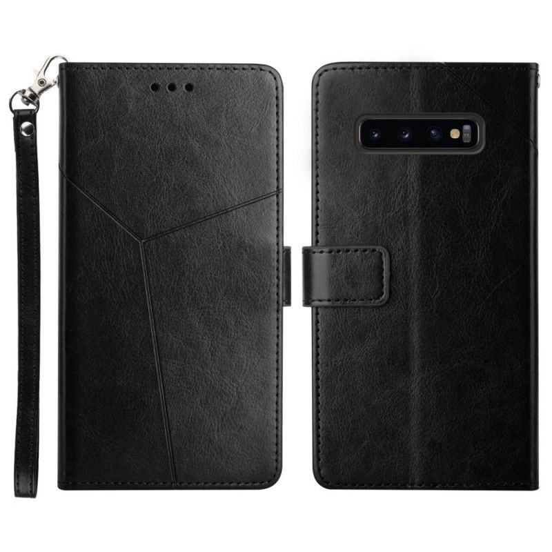 Flip Cover Samsung Galaxy S10 Geo Y Design Læderstil