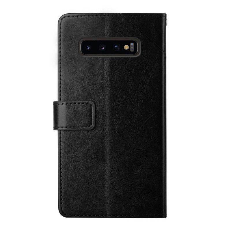 Flip Cover Samsung Galaxy S10 Geo Y Design Læderstil