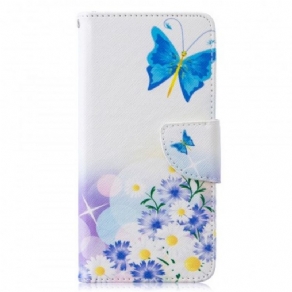 Flip Cover Samsung Galaxy S10 Malede Sommerfugle Og Blomster