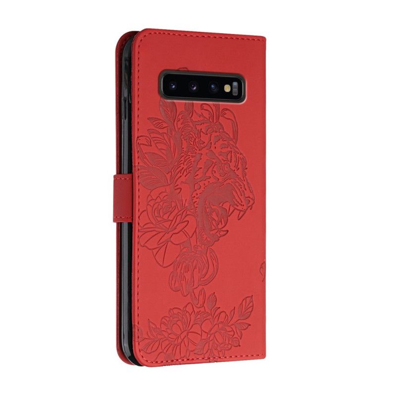 Flip Cover Samsung Galaxy S10 Med Snor Barok Strappy Tiger