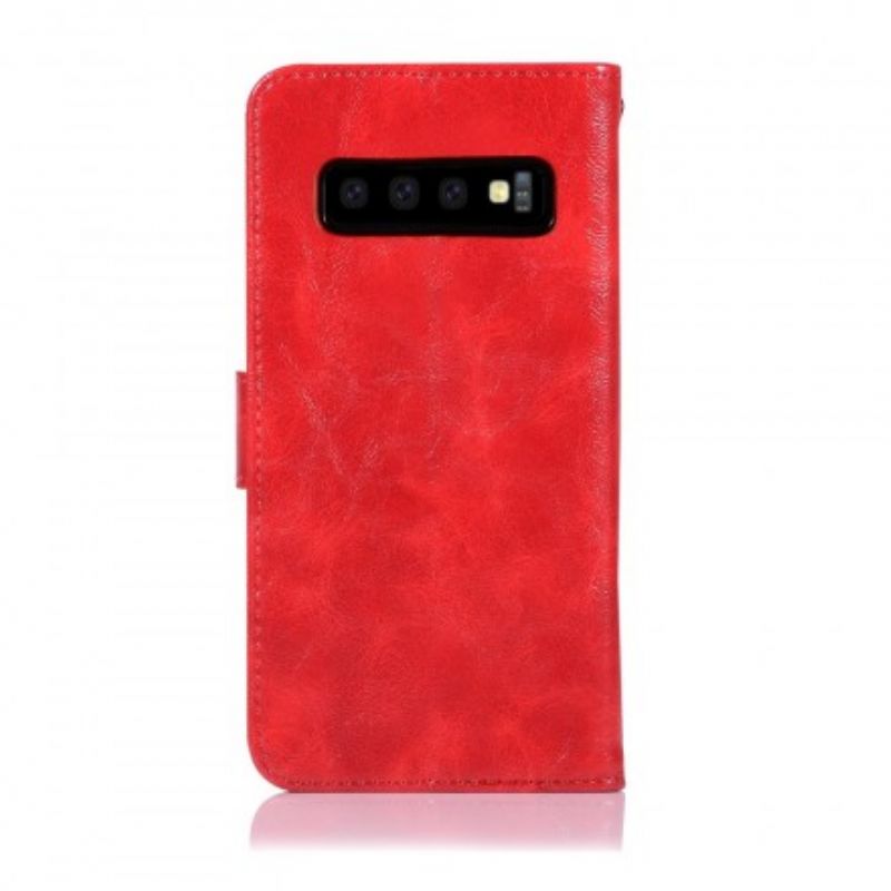 Flip Cover Samsung Galaxy S10 Med Snor Vintage Imiteret Læderrem