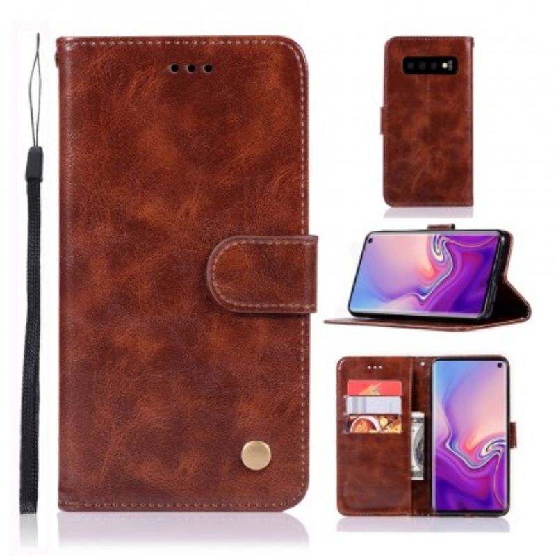 Flip Cover Samsung Galaxy S10 Med Snor Vintage Imiteret Læderrem