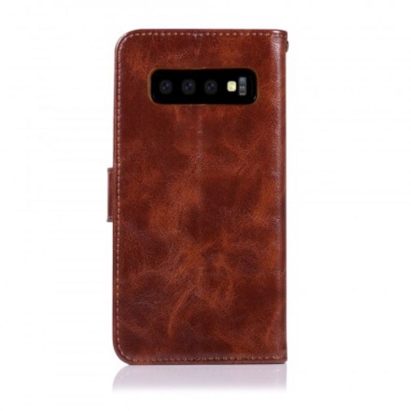 Flip Cover Samsung Galaxy S10 Med Snor Vintage Imiteret Læderrem