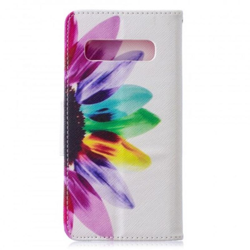 Læder Cover Samsung Galaxy S10 Akvarelblomst