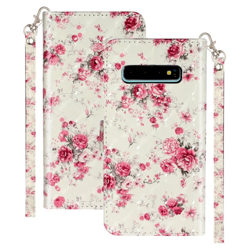 Læder Cover Samsung Galaxy S10 Liberty Kongelige Blomster