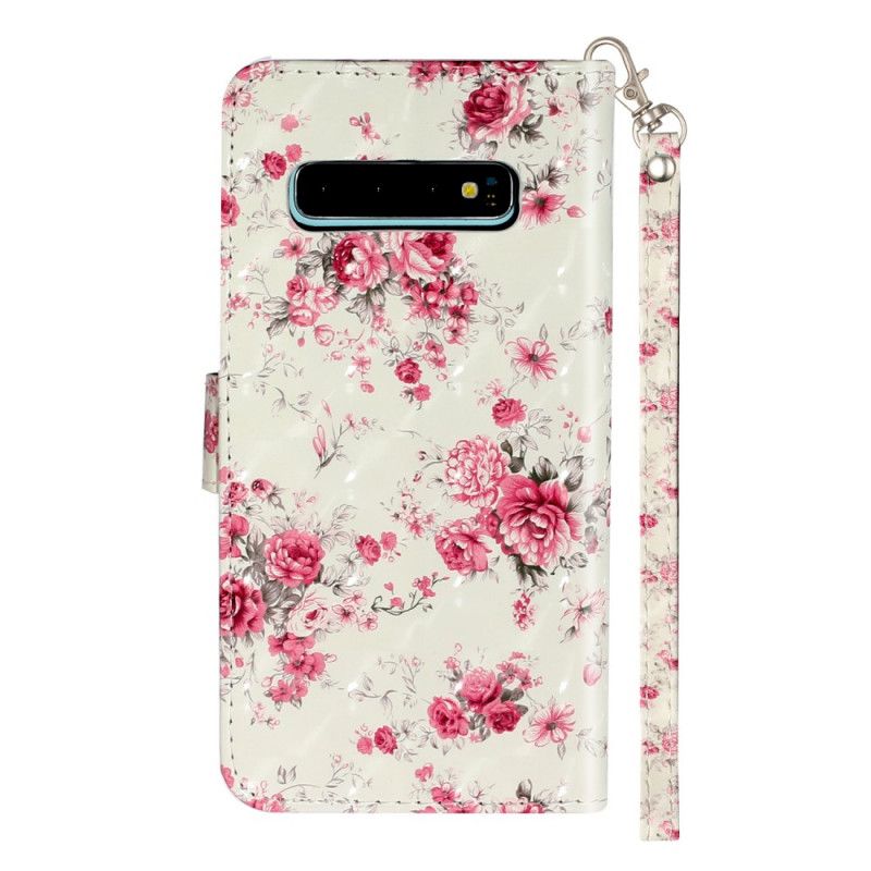 Læder Cover Samsung Galaxy S10 Liberty Kongelige Blomster