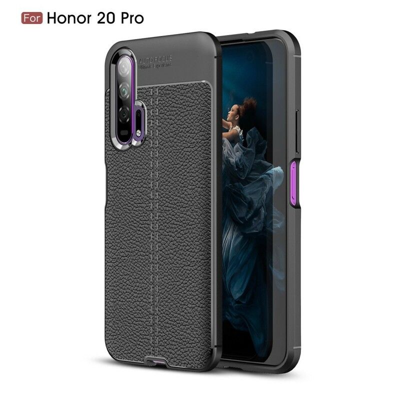 Cover Honor 20 Pro Dobbelt Linje Litchi Lædereffekt