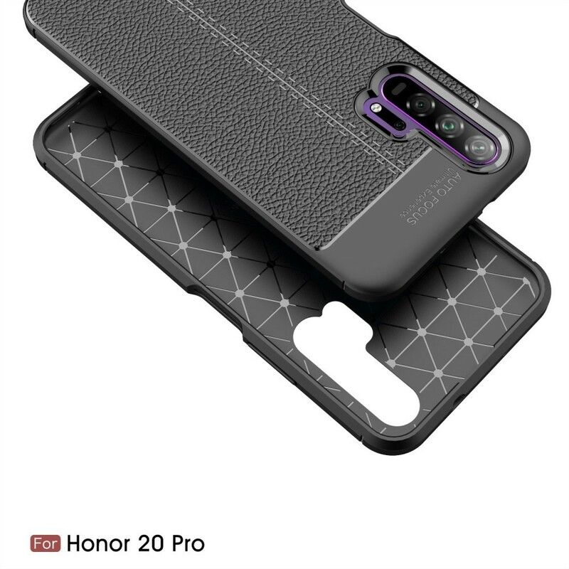 Cover Honor 20 Pro Dobbelt Linje Litchi Lædereffekt