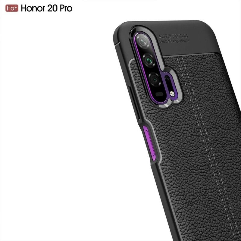 Cover Honor 20 Pro Dobbelt Linje Litchi Lædereffekt