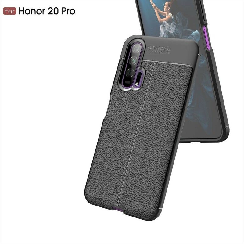 Cover Honor 20 Pro Dobbelt Linje Litchi Lædereffekt