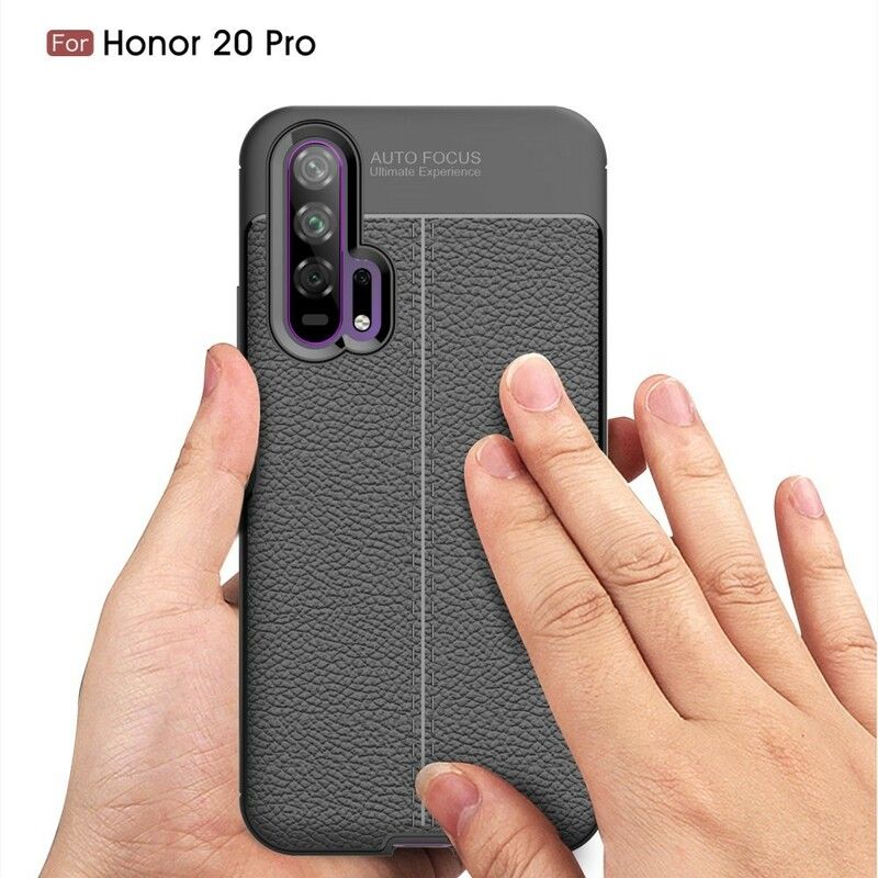 Cover Honor 20 Pro Dobbelt Linje Litchi Lædereffekt