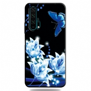 Cover Honor 20 Pro Sommerfugl Og Blå Blomster