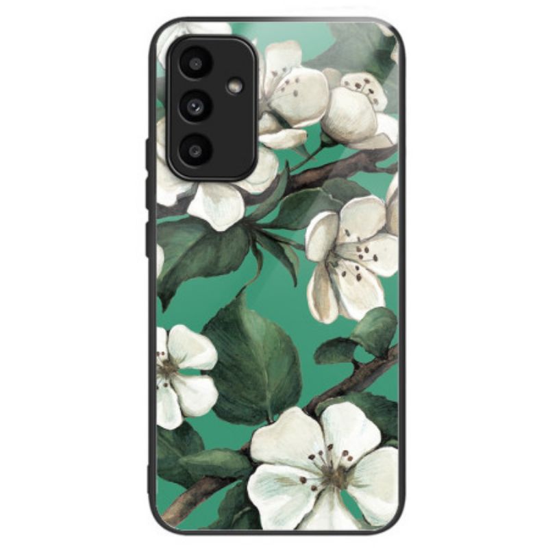 Cover Samsung Galaxy A15 5g Hærdet Glas Hvide Blomster