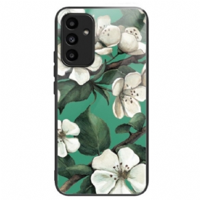 Cover Samsung Galaxy A15 5g Hærdet Glas Hvide Blomster