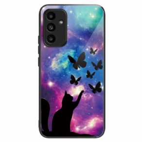 Cover Samsung Galaxy A15 5g Kat Og Sommerfugle Af Hærdet Glas