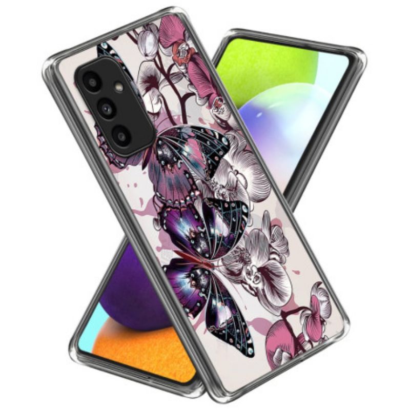 Cover Samsung Galaxy A15 5g Telefon Etui Lilla Sommerfugle