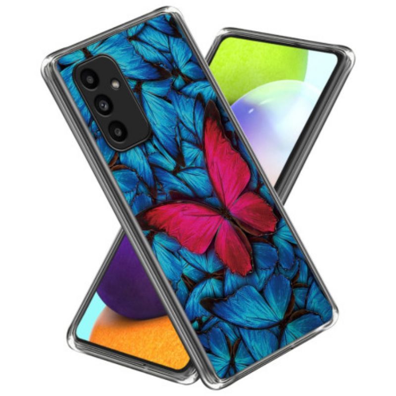 Cover Samsung Galaxy A15 5g Telefon Etui Rød Sommerfugl