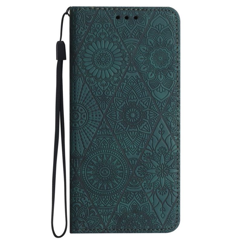 Læder Cover Samsung Galaxy A15 5g Telefon Etui Patchwork Med Rem