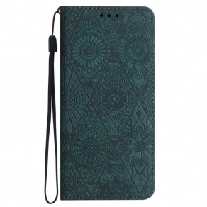 Læder Cover Samsung Galaxy A15 5g Telefon Etui Patchwork Med Rem