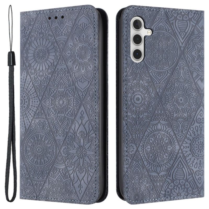 Læder Cover Samsung Galaxy A15 5g Telefon Etui Patchwork Med Rem