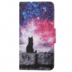 Læder Cover Samsung Galaxy A15 5g Telefon Etui Stjernehimmel Og Kat