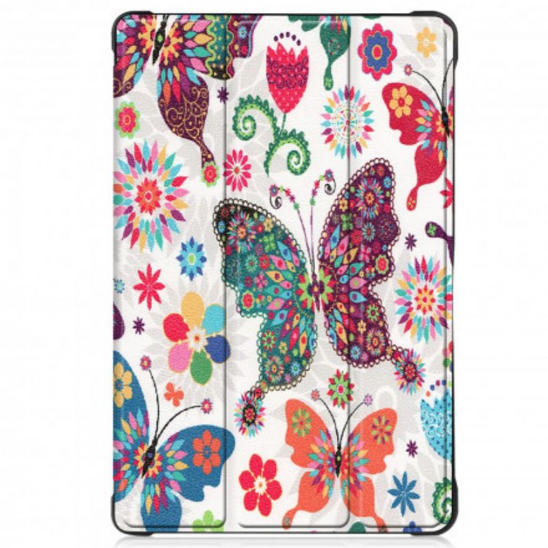 Cover Samsung Galaxy Tab A7 Forstærkede Sommerfugle Og Blomster