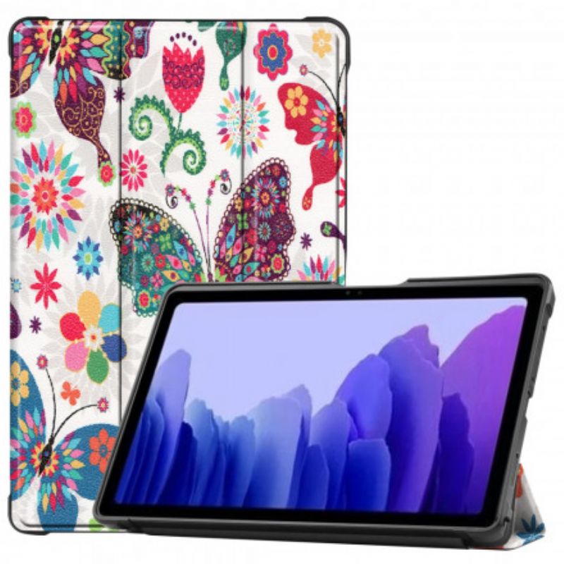 Cover Samsung Galaxy Tab A7 Forstærkede Sommerfugle Og Blomster