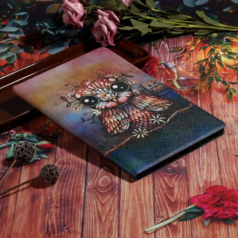 Flip Cover Samsung Galaxy Tab A7 Kunstnerisk Ugle