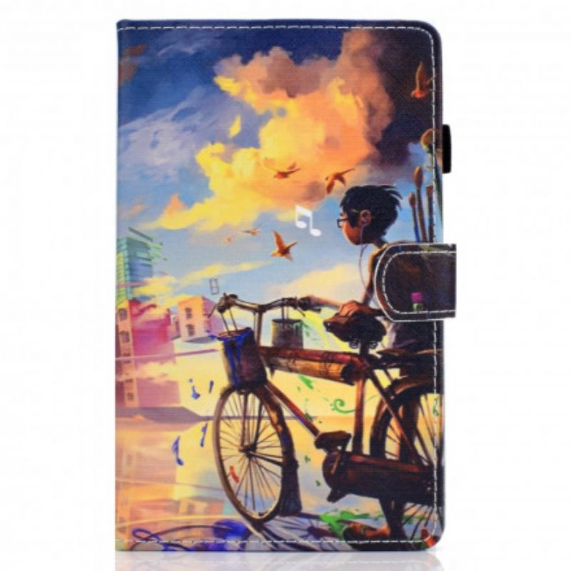 Læder Cover Samsung Galaxy Tab A7 Cykel Art