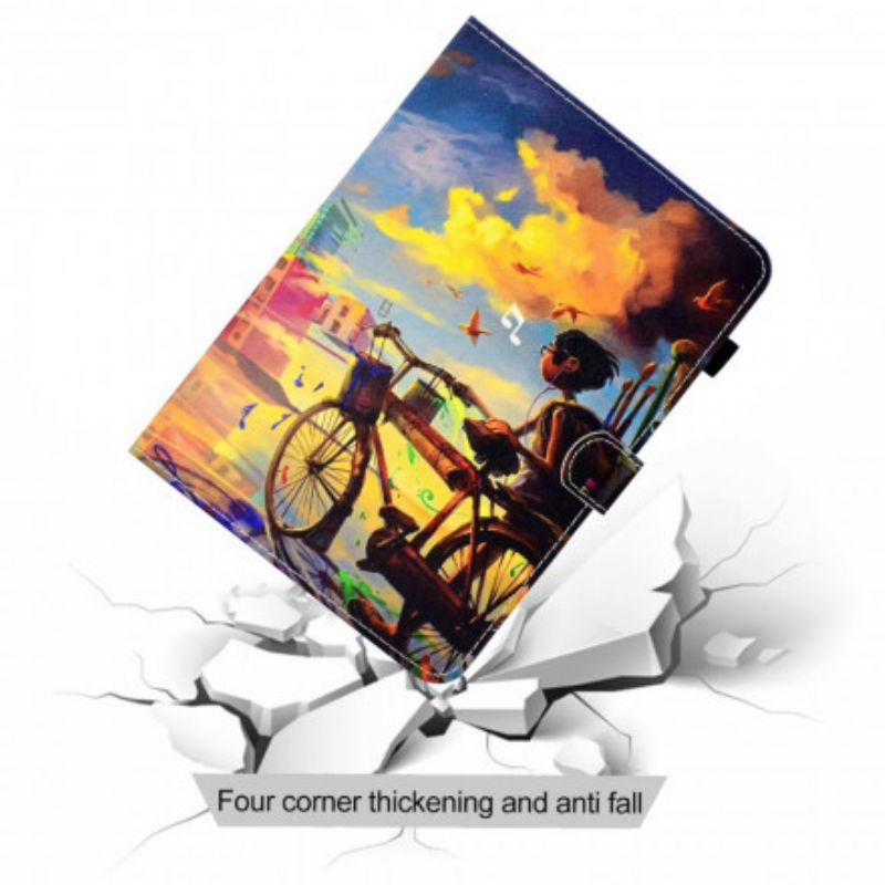 Læder Cover Samsung Galaxy Tab A7 Cykel Art