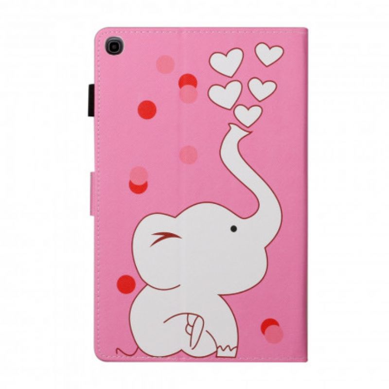 Læder Cover Samsung Galaxy Tab A7 Elefant Forelsket