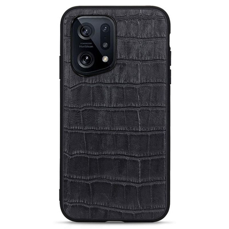 Cover Oppo Find X5 Ægte Crocodile Texture Læder