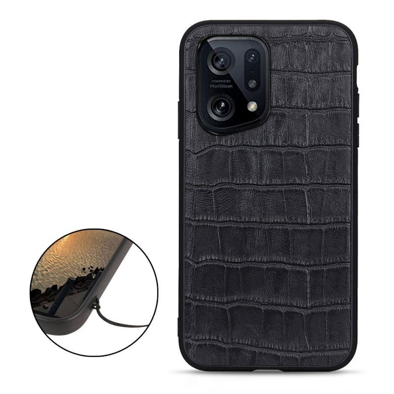 Cover Oppo Find X5 Ægte Crocodile Texture Læder