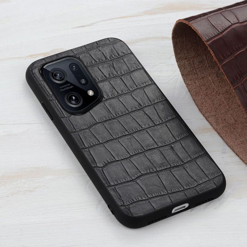 Cover Oppo Find X5 Ægte Crocodile Texture Læder