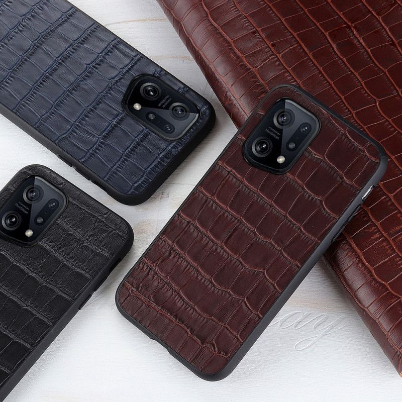 Cover Oppo Find X5 Ægte Crocodile Texture Læder