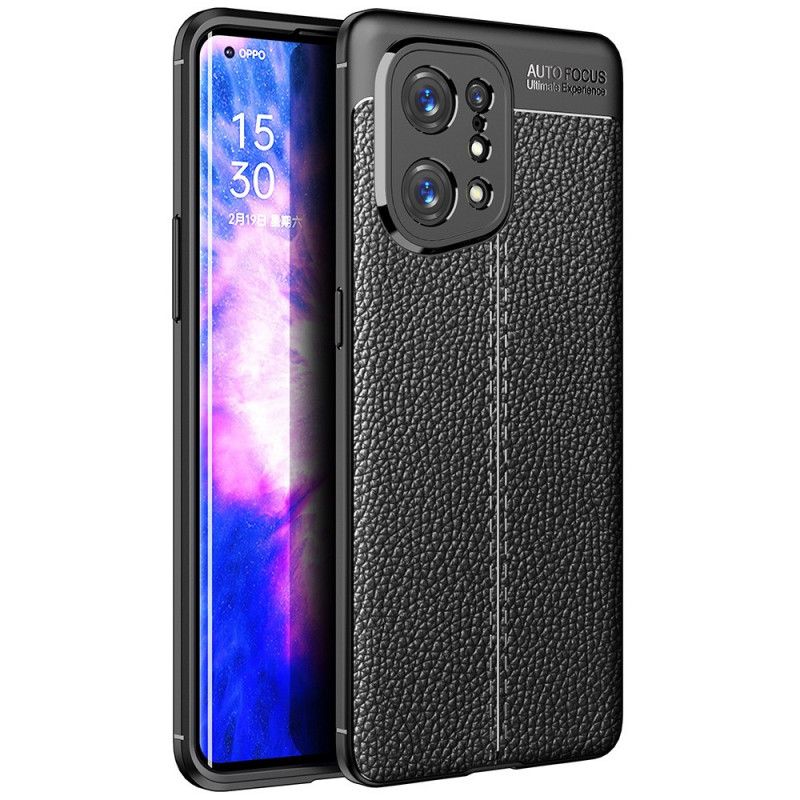 Cover Oppo Find X5 Dobbelt Linje Litchi Læder Effekt