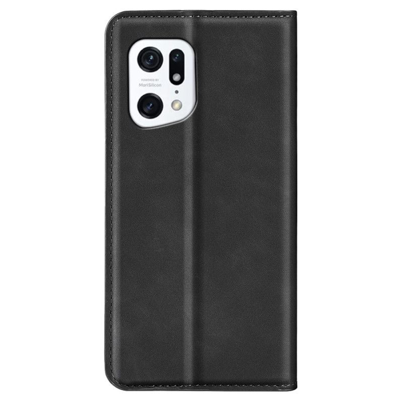 Cover Oppo Find X5 Flip Cover Blødt Silkelædereffekt