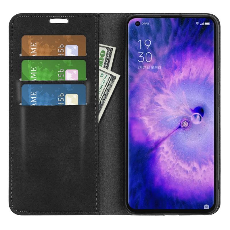 Cover Oppo Find X5 Flip Cover Blødt Silkelædereffekt