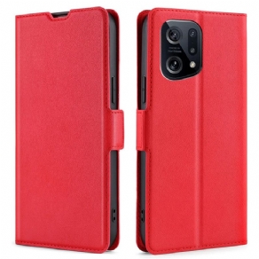 Flip Cover Oppo Find X5 Læder Cover Dobbelt Klapdesign