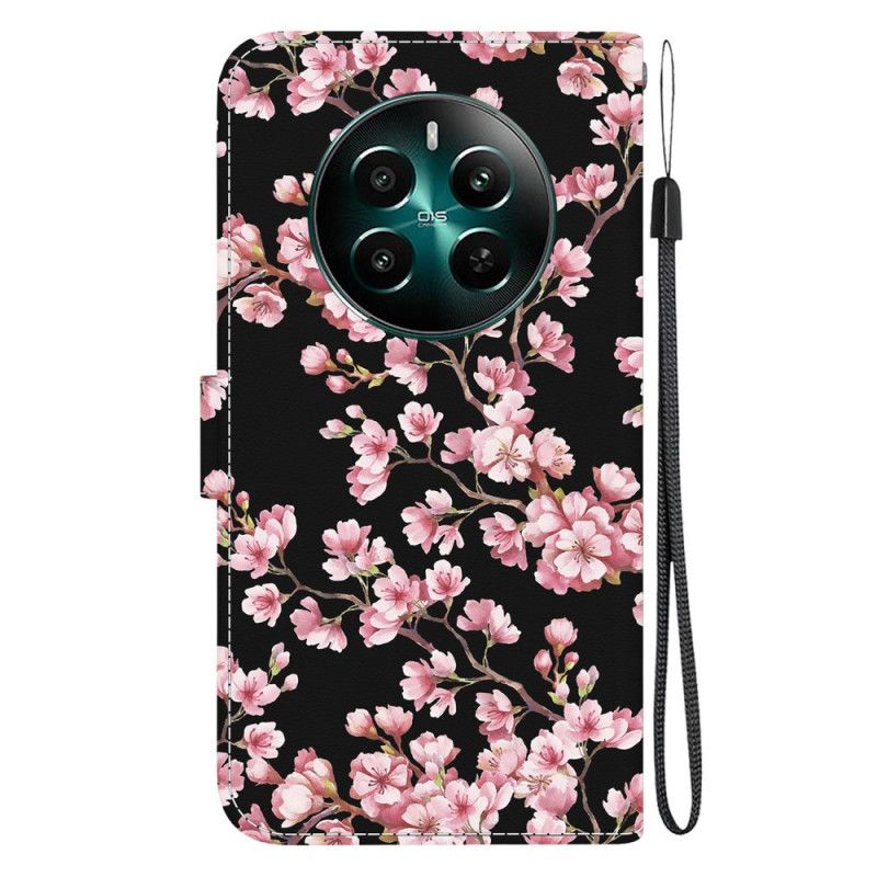 Flip Cover Realme 12 Plus 5g Blommeblomster Med Rem