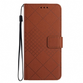 Læder Cover Realme 12 Plus 5g Telefon Etui Litchi Texture Diamond Design