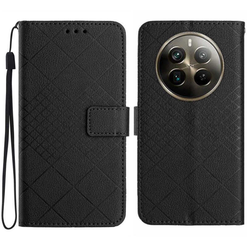 Læder Cover Realme 12 Plus 5g Telefon Etui Litchi Texture Diamond Design