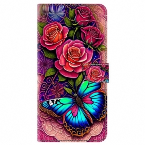 Flip Cover Til Honor X9b / Magic 6 Lite Prangende Blomster Og Sommerfugle