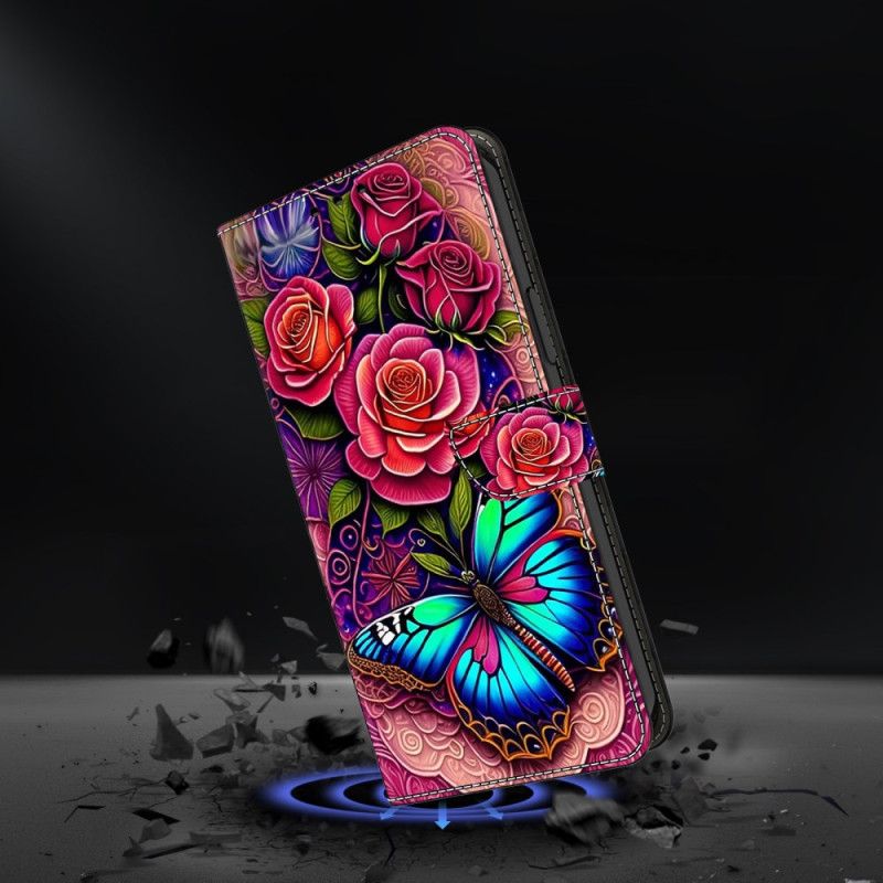 Flip Cover Til Honor X9b / Magic 6 Lite Prangende Blomster Og Sommerfugle