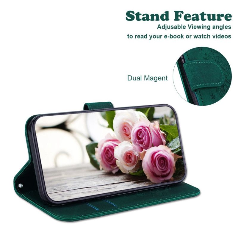 Flip Cover Til Honor X9b / Magic 6 Lite Rose Og Sommerfugle Med Rem