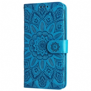 Læder Cover Honor X9b / Magic 6 Lite Telefon Etui Blomstermandala Med Rem