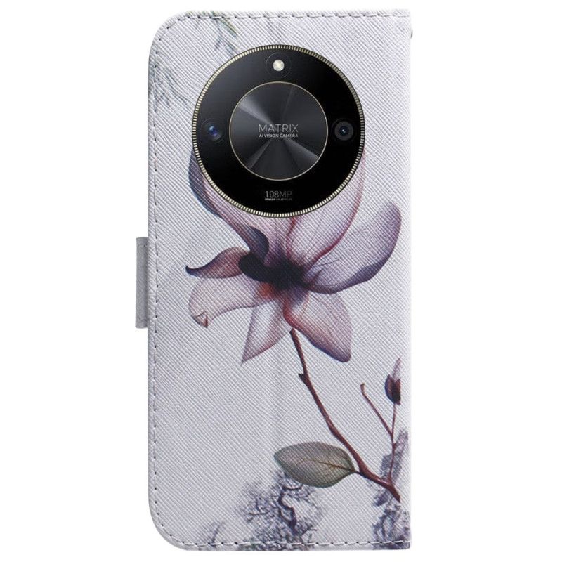 Læder Cover Honor X9b / Magic 6 Lite Telefon Etui Lyserød Blomst