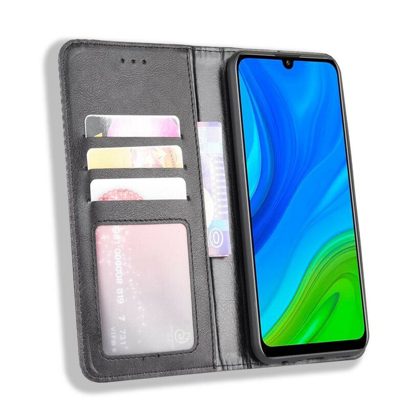 Cover Huawei P Smart 2020 Flip Cover Vintage Stiliseret Lædereffekt