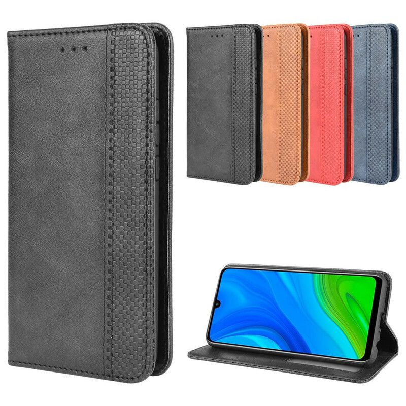 Cover Huawei P Smart 2020 Flip Cover Vintage Stiliseret Lædereffekt